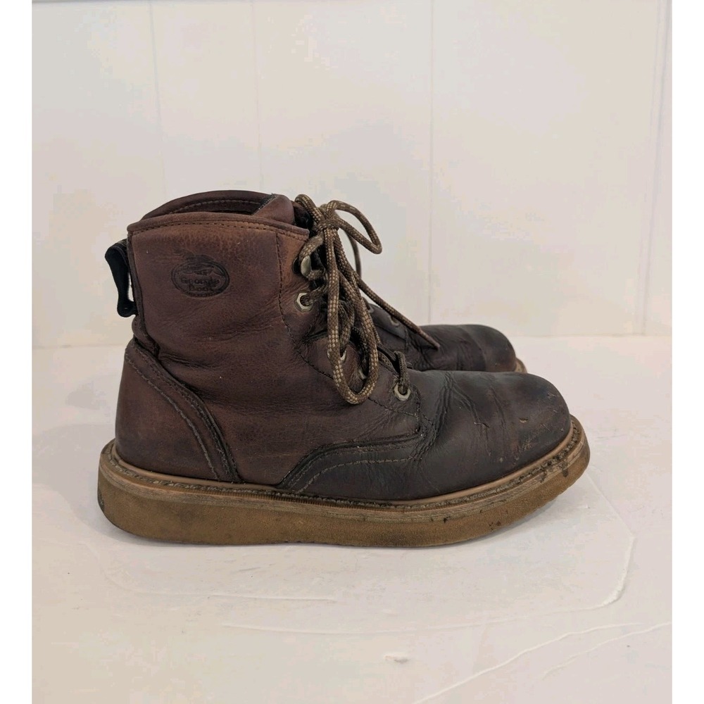 Georgia Boot G6342 Wedge Work Boots Mens 7 W Brown Leather Safety Toe EH